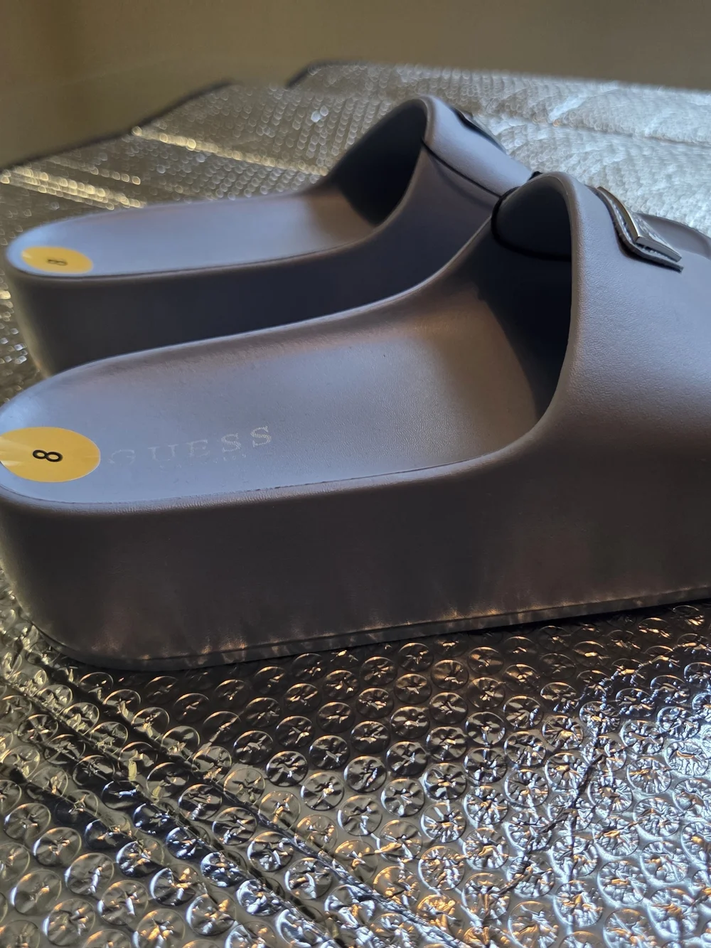 GUESS Blue/Grey Slide Sandals with Triangle Logo